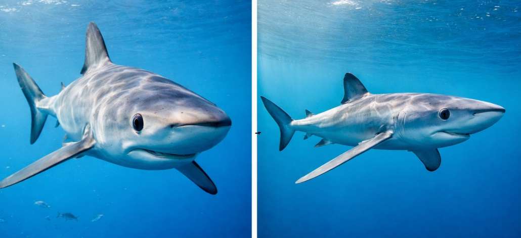 Basking Blue Sharks Yorkshire Coast