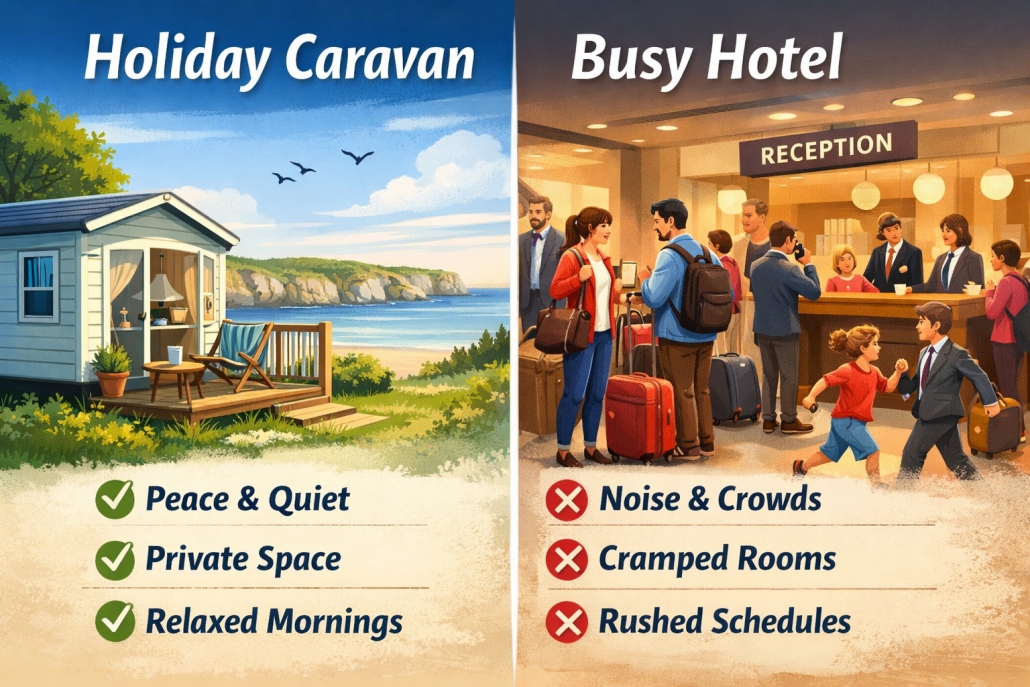 Holiday Caravan Versus Busy Hotel