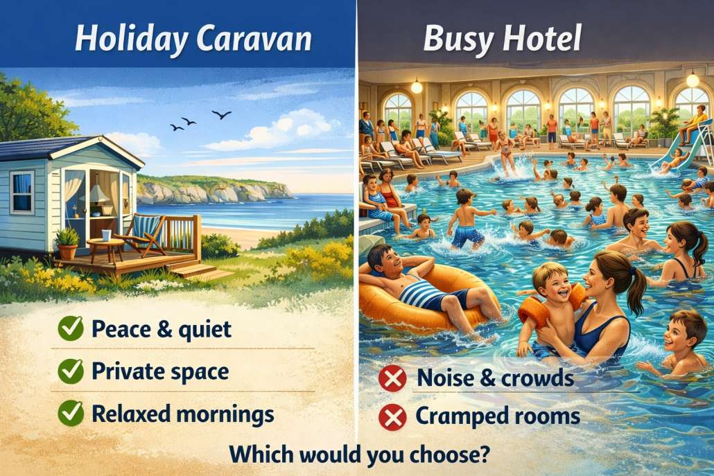 Holiday Caravan Versus Busy Hotel